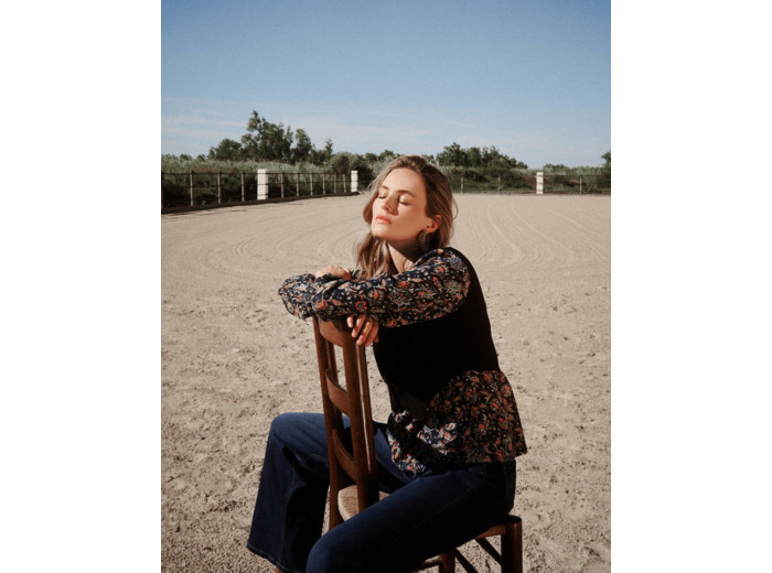 Blouse manches longues imprimé à fleurs MARINE Femme