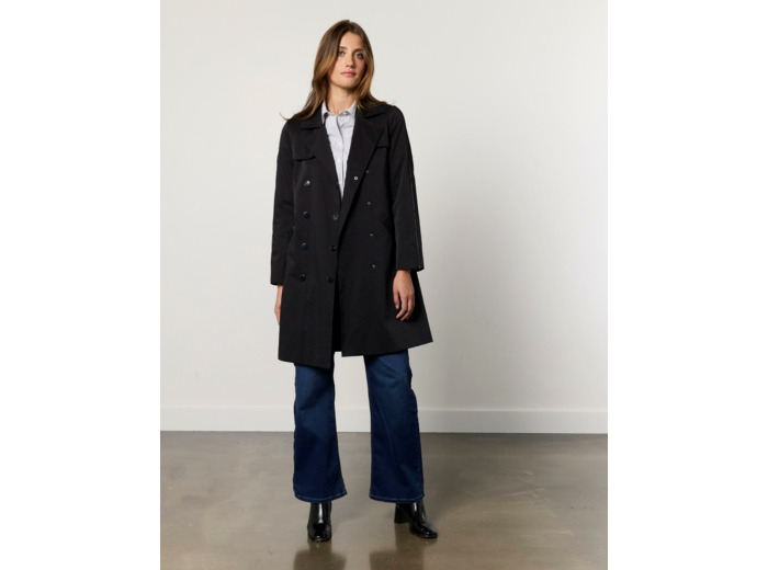 Trench longue uni NOIR Femme