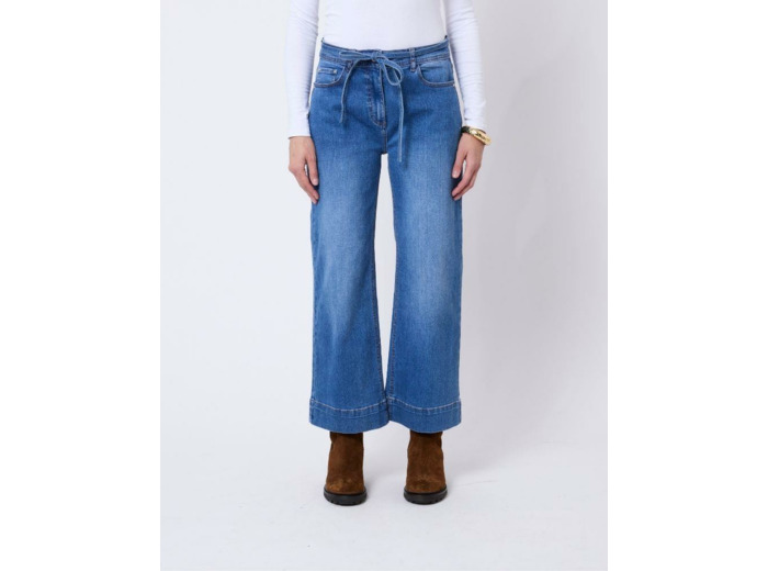 Jean cropped en denim BLEU CLAIR Femme