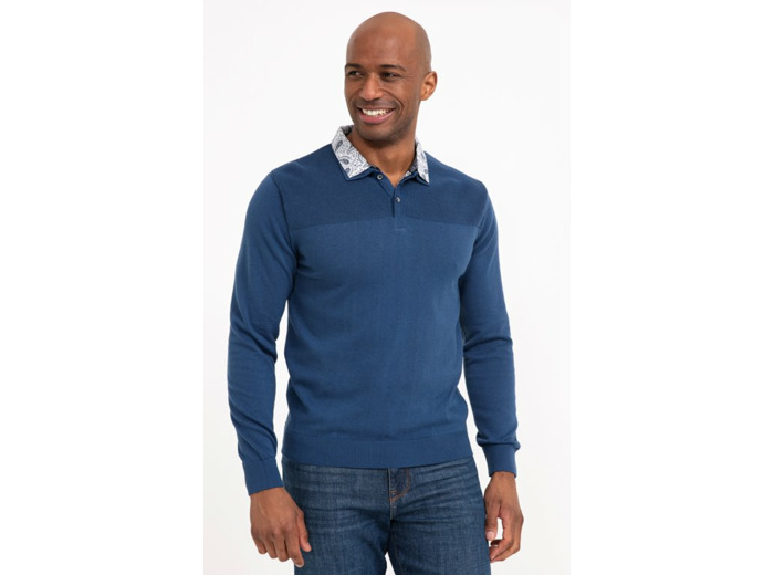 Pull col polo chemise manches longues