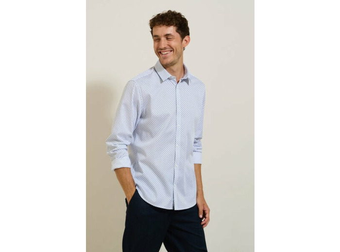 Chemise en coton imprimé géométrique - Blanc