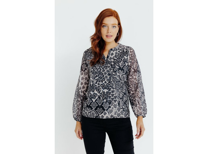 T-Shirt Col Mao Manches Longues