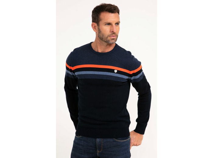 Pull col rond rayé Sunset