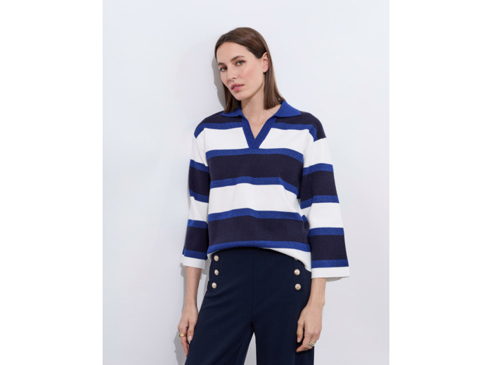Pull épais rayé MARINE Femme