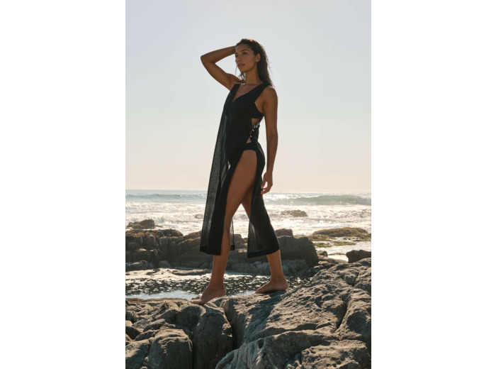 Robe longue en coton avec détail bijou,Robe longue en coton avec détail bijou;${refinementColor}