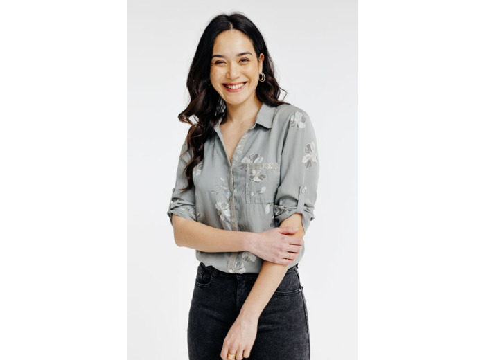 Chemise imprimée herbier en lyocell