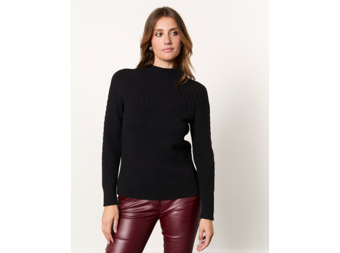 Pull épais uni NOIR Femme