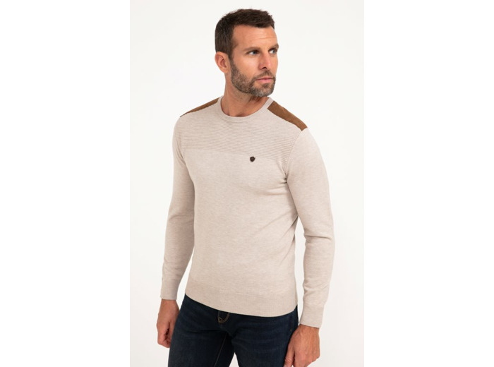 Pull col rond uni suede