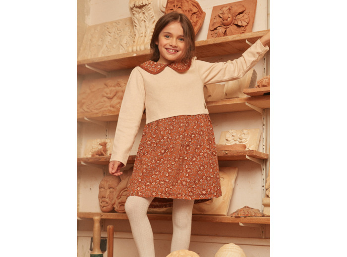 Robe bi-matière à motifs