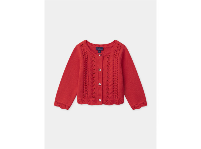 Cardigan ajouré rouge Bébé Fille