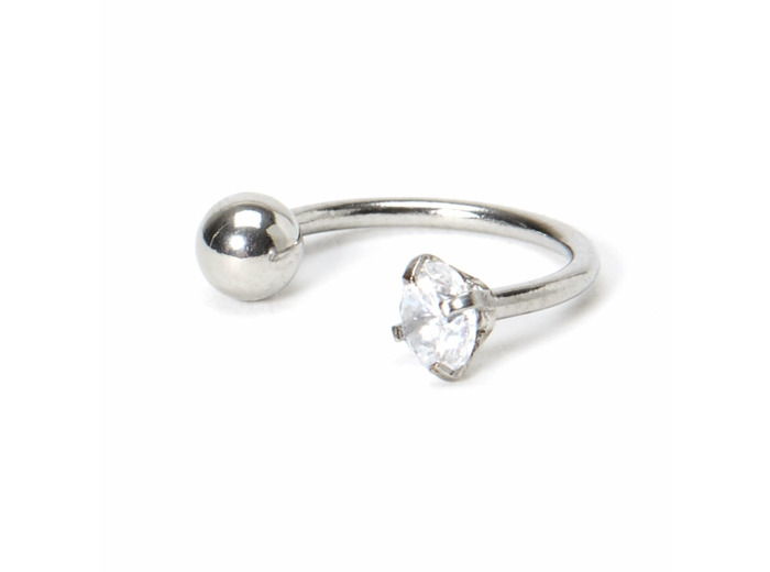 Anneau fer à cheval pour piercing au cartilage boule zircon cubique 1,2 mm en titane couleur argentée
