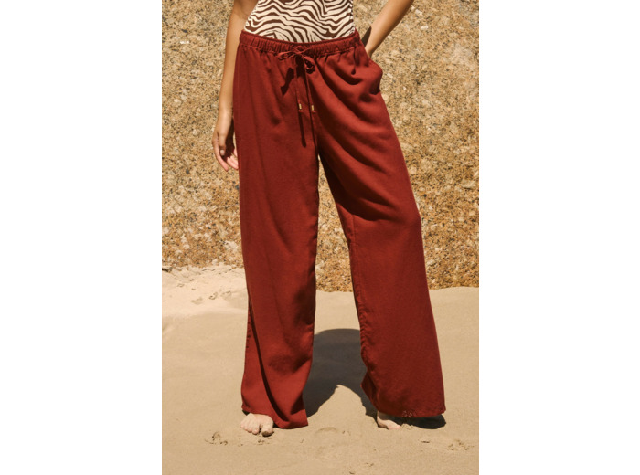 Pantalon fluide élastiqué,Pantalon fluide élastiqué;${refinementColor}