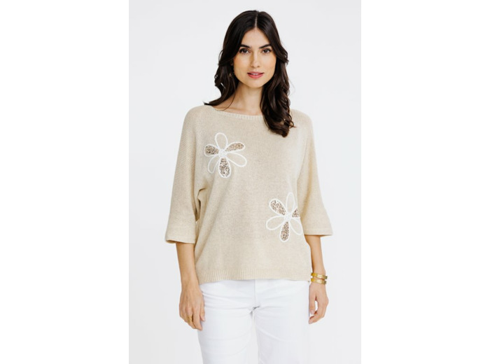 Pull avec patchs fleurs