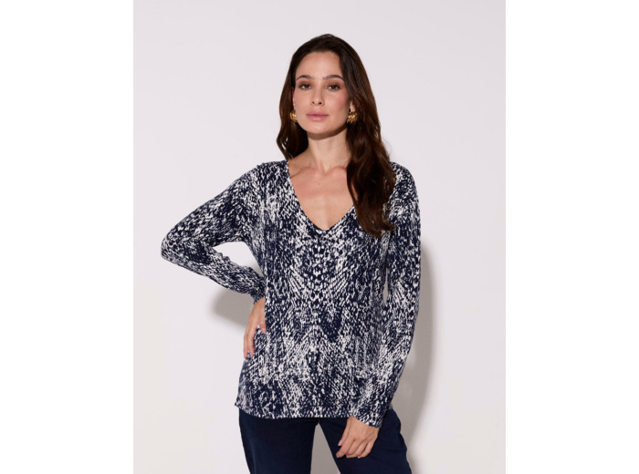 Pull fin Imprimé python BLEU Femme