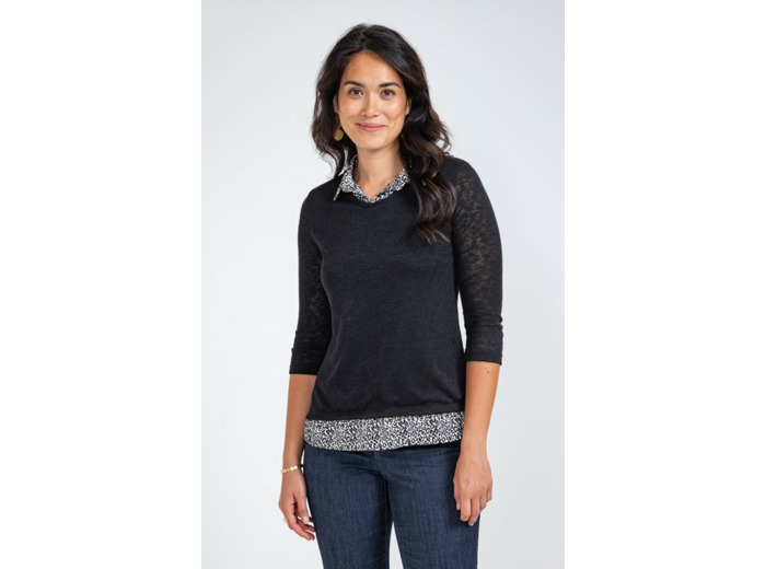 Tee-Shirt 2-En-1 Col Chemise