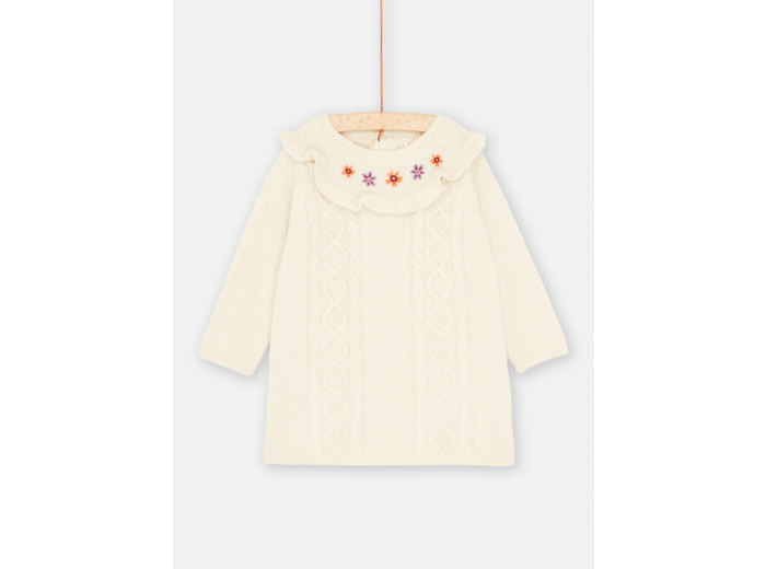 Robe-pull écrue pour bébé fille