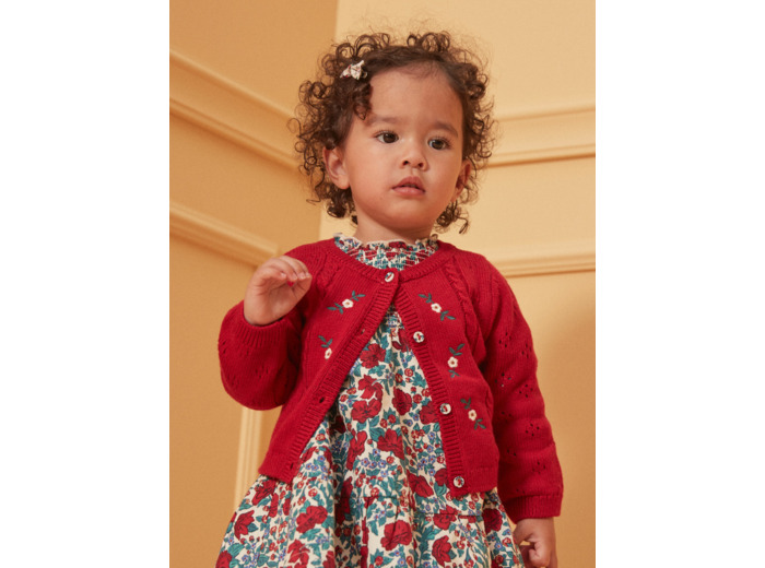 Cardigan brodé fleurs