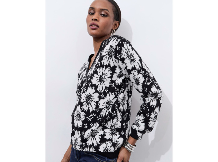 Pull fin jacquard NOIR Femme