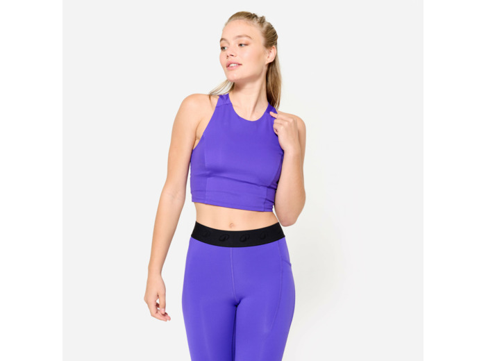 Débardeur de fitness crop-top moulant femme, violet