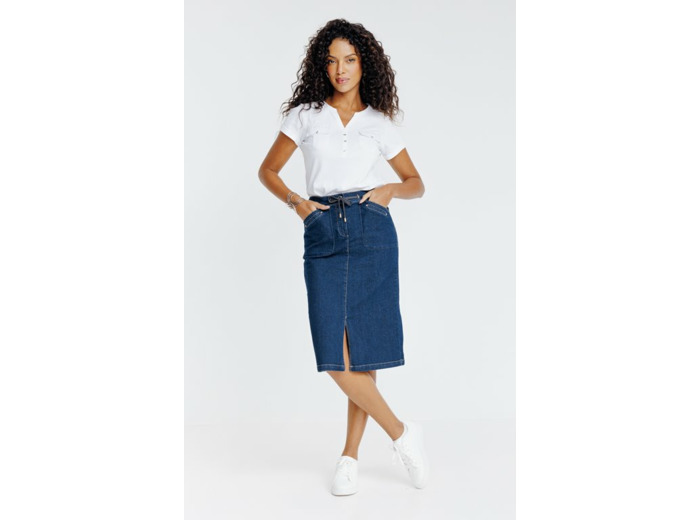 Jupe midi en denim brut