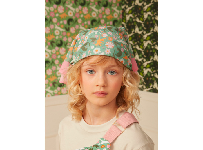 Foulard imprimé chats et fleurs