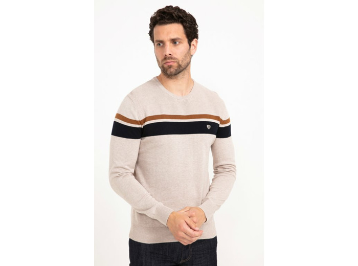 Pull Col Rond Rayure Placée