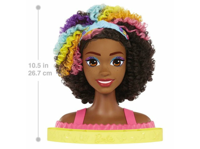 BARBIE ULTRA CHEVELURE - TÊTE À COIFFER BRUNE AVEC MÈCHES ARC-EN-CIEL