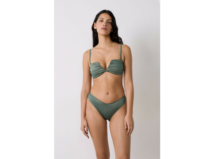 Bandeau coques fines bretelles amovibles haut de maillot irisé