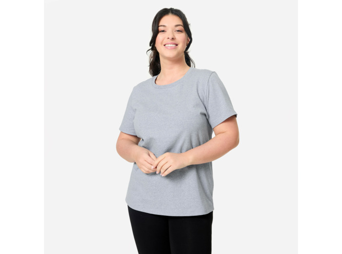 T-shirt fitness femme coton à partir de matière recyclée, bleu