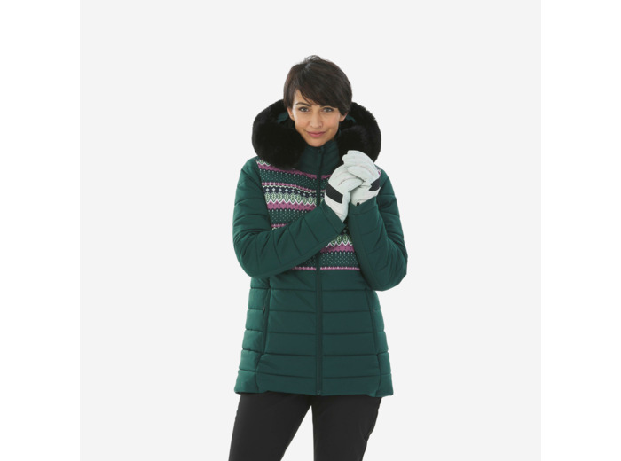 Veste de ski chaude mi-longue femme 100 - motifs