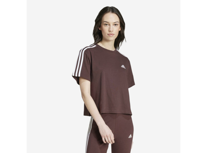 T-shirt court imprimé 3 bandes Adidas femme - noir