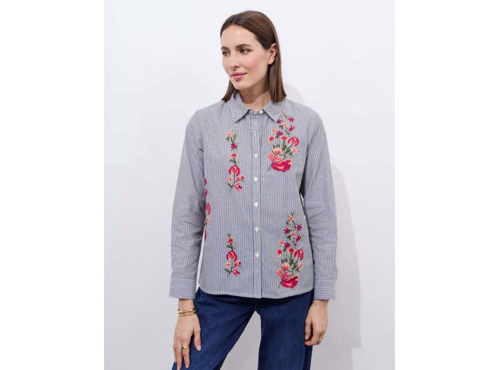 Chemisier manches longues rayé NOIR Femme