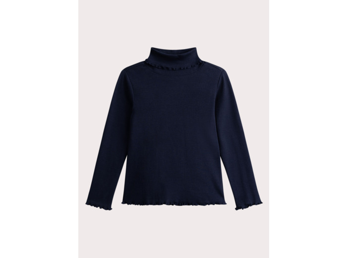 Col roulé marine uni pour fille