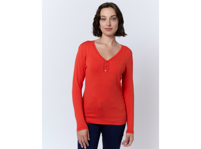 Pull fin uni ORANGE Femme