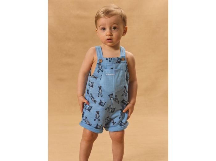 Salopette courte imprimée homards et crabes