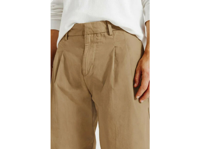 Pantalon skateur double plis avec revers - Beige