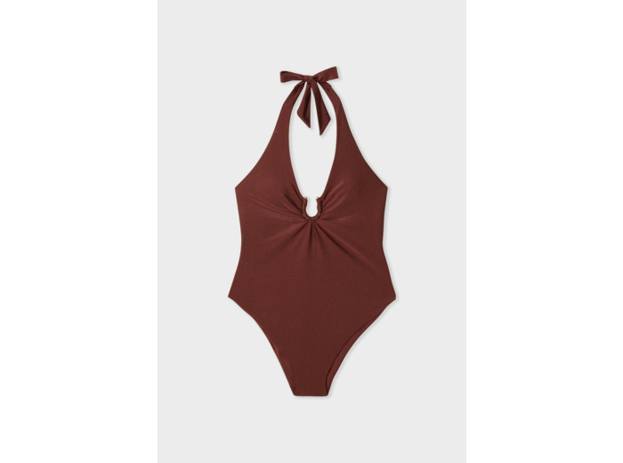 Maillot de bain 1 pièce satiné avec détail bijou,Maillot de bain 1 pièce satiné avec détail bijou;${refinementColor}