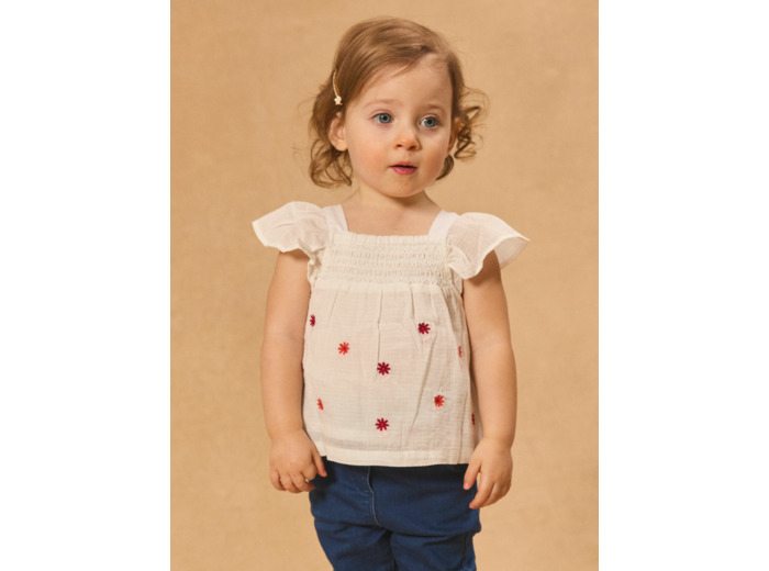 Blouse à smock brodée