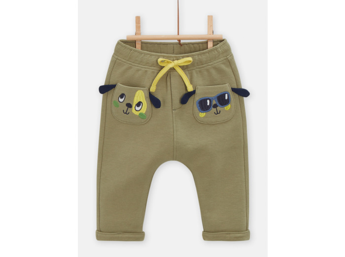 Pantalon kaki à animation chien pour bébé garçon