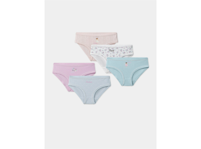 Lot de 5 culottes imprimées ou uni Fille