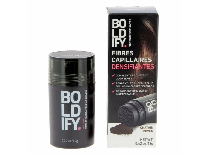 Fibres densifiantes pour cheveux châtain