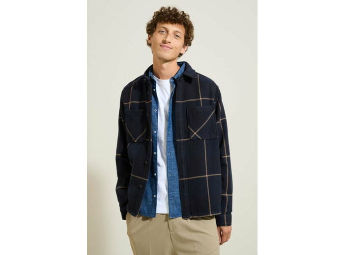 Surchemise en coton à carreaux - Bleu foncé