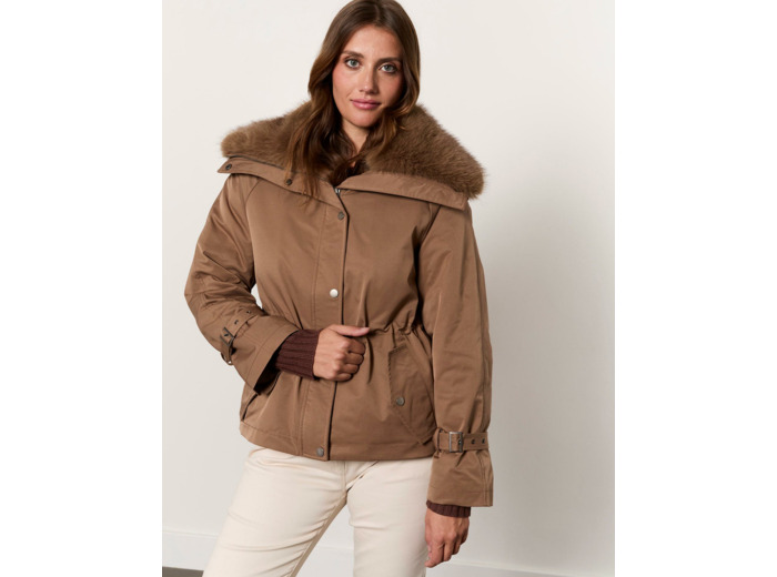 Parka courte unie TAUPE Femme