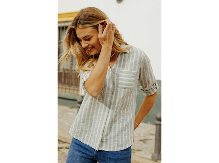 Chemise rayée imprimé fleurs