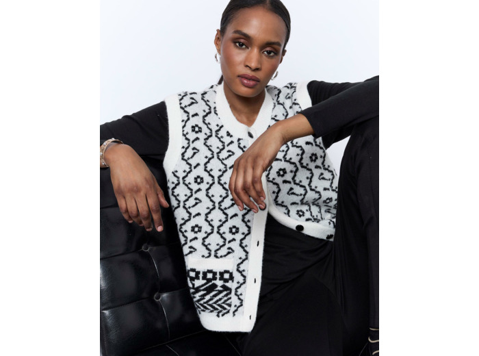 Gilet bicolore ECRU Femme