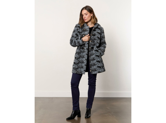 Manteau long imprimé GRIS Femme