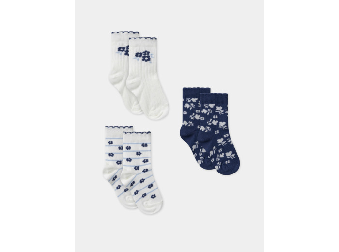 Lot de 3 chaussettes jacquard fleur