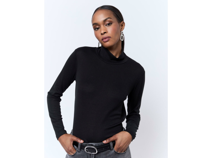 Sous-pull manches longues uni NOIR Femme