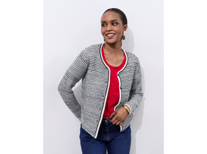 Gilet en mélange coton bicolore NOIR Femme