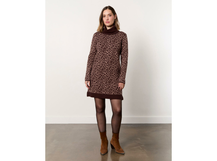 Robe courte avec motifs MARRON